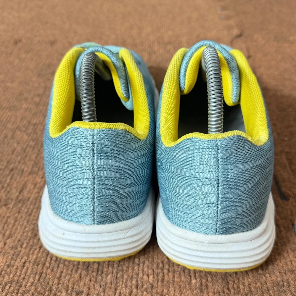 Thestron Mens Golf Shoes Light Blue Yellow Spiked Athletic Sneakers Size US‎ 8